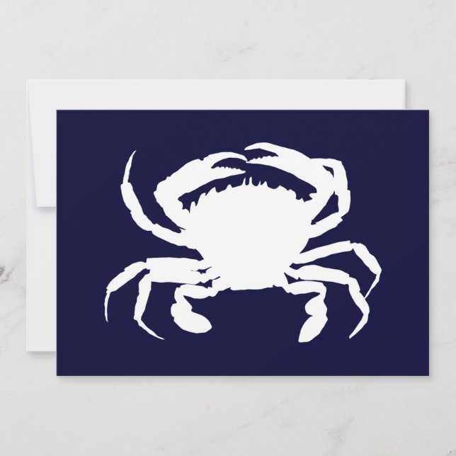 Invitation Forme de crabe bleu foncé et blanc (Devant)