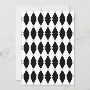 Invitation Forme de diamant de Rhombus blanc noir arlequin