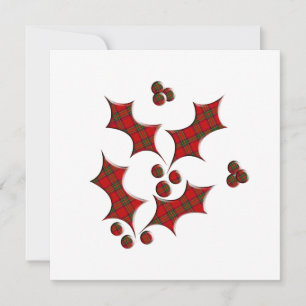 Invitation Forme de Noël Holly Plaid