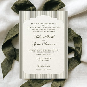 Invitation Formel élégant classique Olive Green Stripes Maria