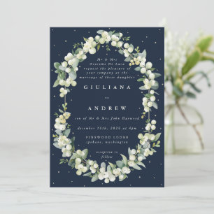Invitation Formel Elegant Marine Snowberry+Eucalyptus Mariage