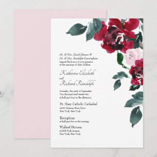 Invitation Formel Élégant rose Rose Rose Rose Mariage Floral