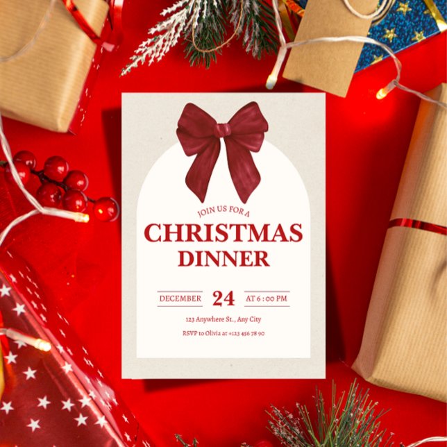 Invitation formelle à un dîner de Noël ("The simplest way to announce an unforgettable holiday dinner. Fully customizable."

)