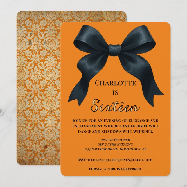 Invitation formelle d'anniversaire Halloween - Ora (Devant / Derrière)