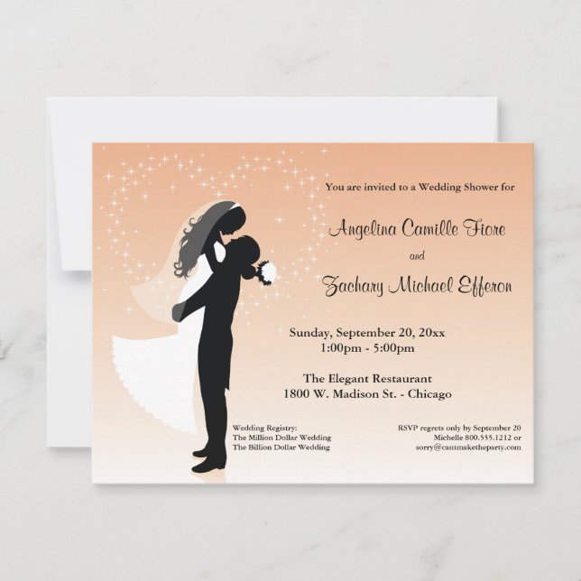 Invitation Formelle De Douche Peach Ombre Silhouet (Devant)