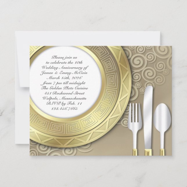Invitation formelle pour dîner d'anniversaire de m (Devant)