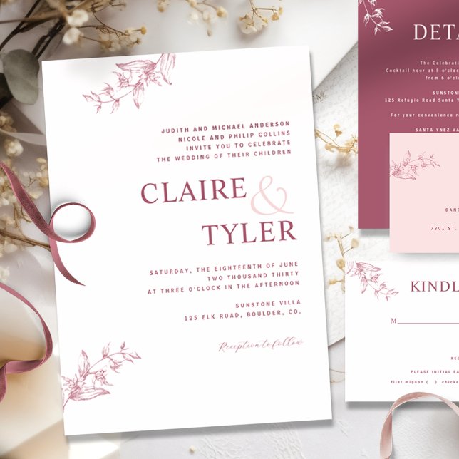 Invitation Formelle, Typographie moderne Bourgogne, Mariage r (Créateur téléchargé)
