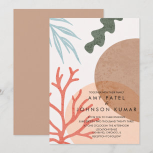 Invitation Formes Abstraites de Ton Terreux de Plage Mariage