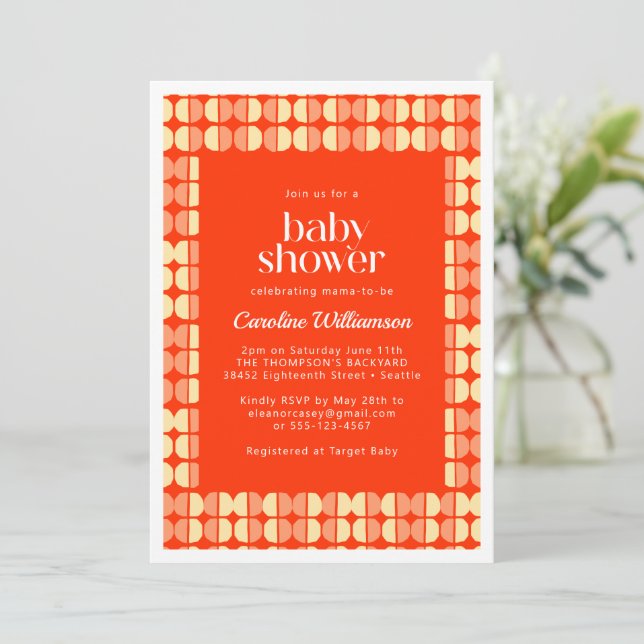 Invitation Formes Abstraites en gras Baby shower moderne (Debout devant)