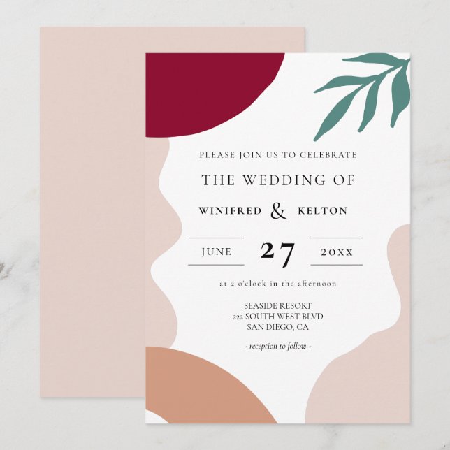 Invitation Formes abstraites mariage contemporain (Devant / Derrière)