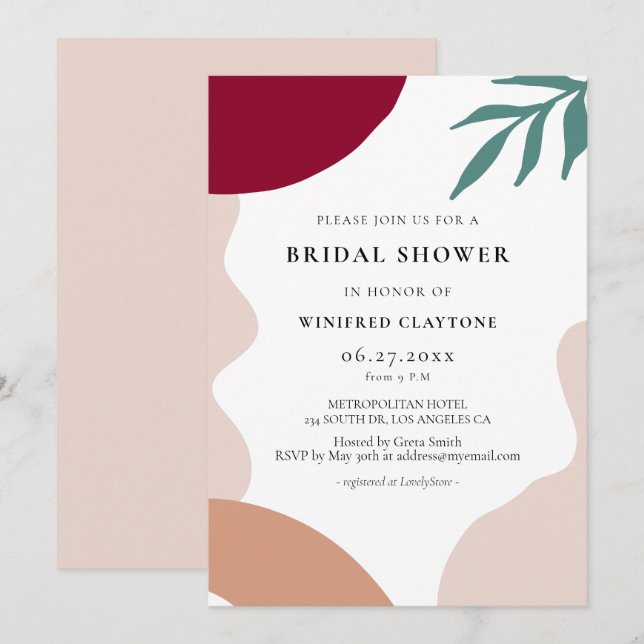 Invitation Formes abstraites modernes Baby shower pour future (Devant / Derrière)