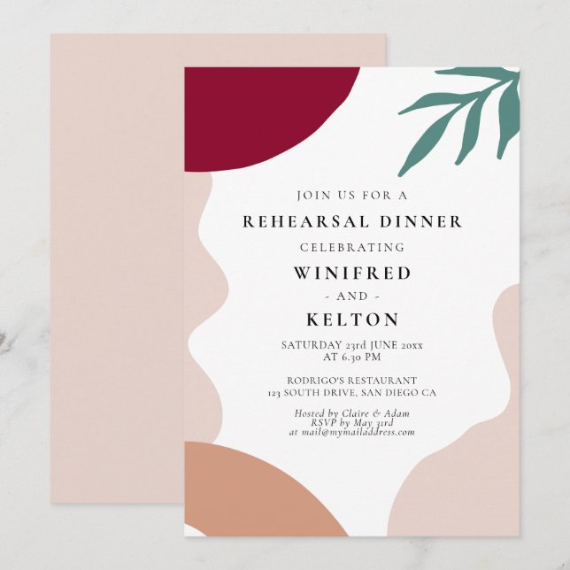 Invitation Formes abstraites modernes dîner de répétition (Devant / Derrière)