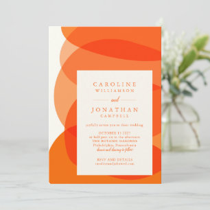 Invitation Formes Abstraites modernes en Mariage orange chic