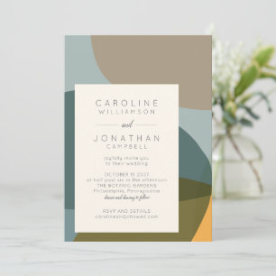 Invitation Formes Abstraites modernes Turquoise Taupe Chic Ma