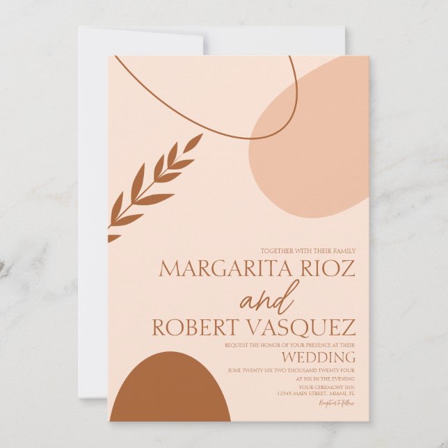 Invitation Formes d'arc bohème Tan Mariage en terre cuite (Devant)