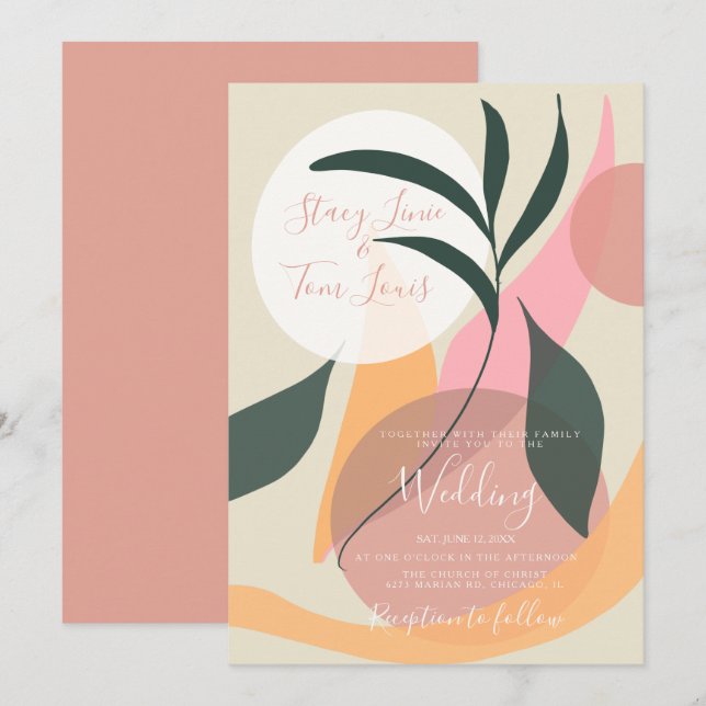 Invitation Formes de mariage organiques floraux botaniques (Devant / Derrière)