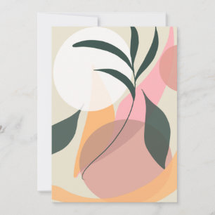 Invitation Formes d'illustration végétale abstraite rose verd