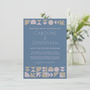 Invitation Formes géométriques élégantes Dusty Blue Mariage m