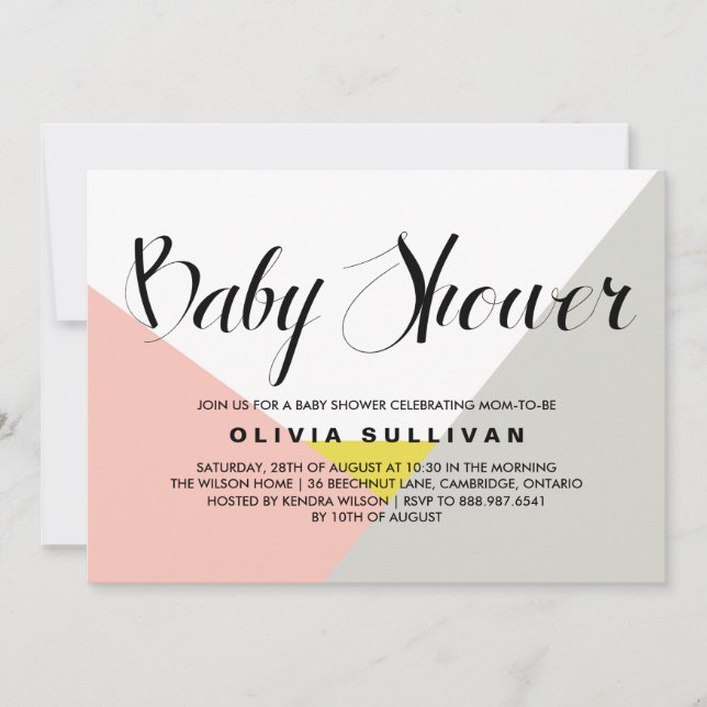 Invitation Formes modernes Blush & Grey Baby shower Invitatio (Devant)