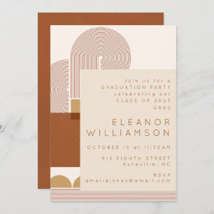Invitation Formes Modernes Lignes Terracotta Graduation Party
