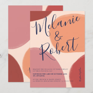 Invitation Formes neutres rétro ton de terre initiales mariag