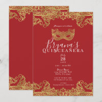 Fortune Rouge Broderie de Mascarade Or 15 Quinceañ