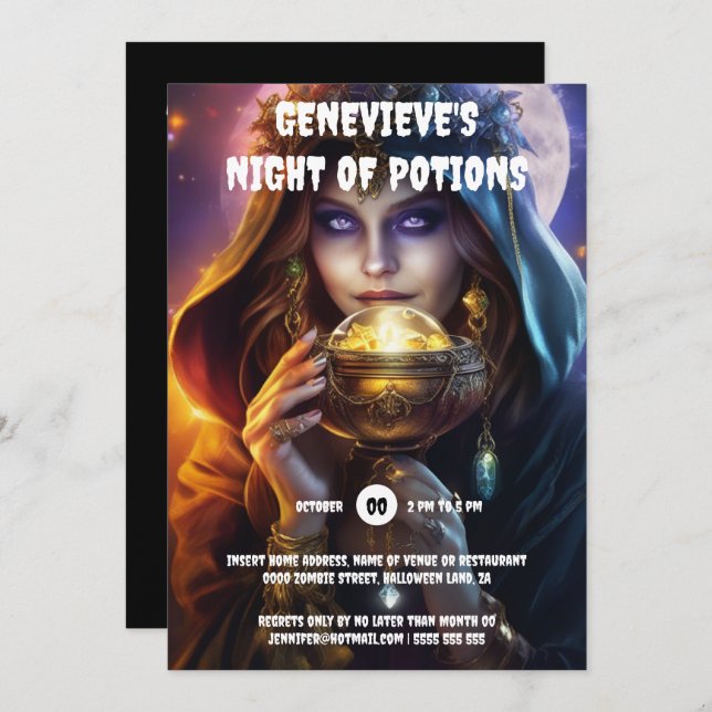 Invitation Fortune Teller boule de cristal magie sorcellerie  (Devant / Derrière)