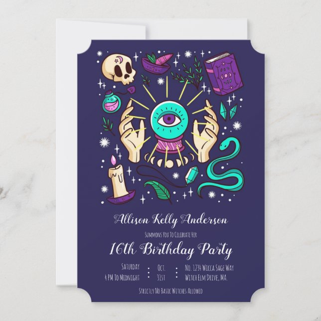 Invitation Fortune Teller Sweet 16 Magique 16e anniversaire v (Devant)