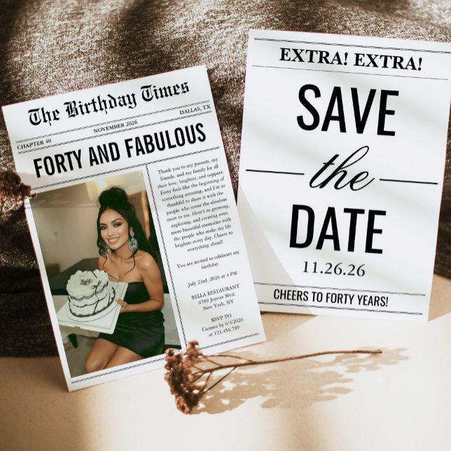 Invitation Forty And Fabulous Photo 40th Birthday (Créateur téléchargé)