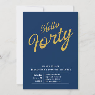 Invitation Forty Blue Gold Moderne 40e anniversaire