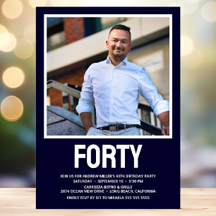 Invitation FORTY Photo moderne 40th Birthday Party