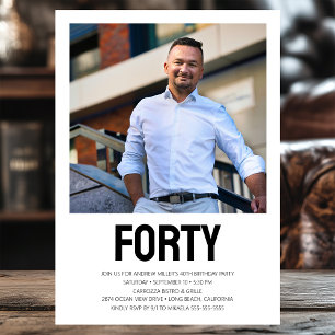 Invitation FORTY Photo moderne 40th Birthday Party