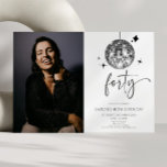 Invitation Forty Silver Disco Ball Photo 40th Birthday Party<br><div class="desc">This is a Forty Silver Disco Ball Custom Picture Photo 40th Birthday Party Invitation!</div>