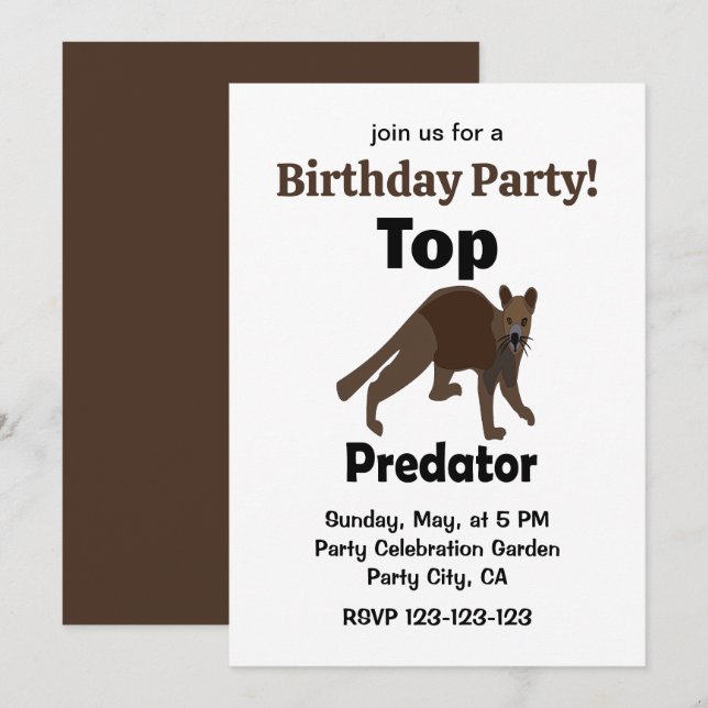 Invitation Fossa Madagascar Carnivore Prédateur Suprême Anniv (Devant / Derrière)