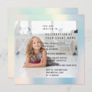 Invitation Foto fête d'anniversaire Mère Pearl Metallic