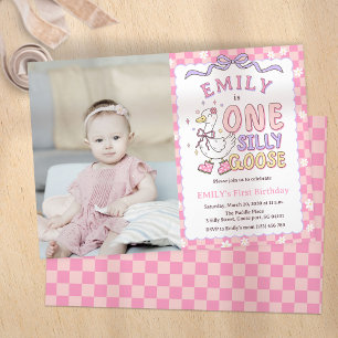 Invitation Fou de canard rose - Photo pour le premier anniver