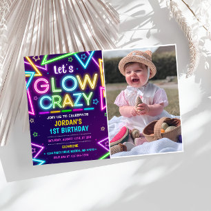 Invitation Fou Fou Neon coloré photo d'anniversaire