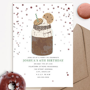 Invitation Fou Milkshake Chocolat Cookie Anniversaire En