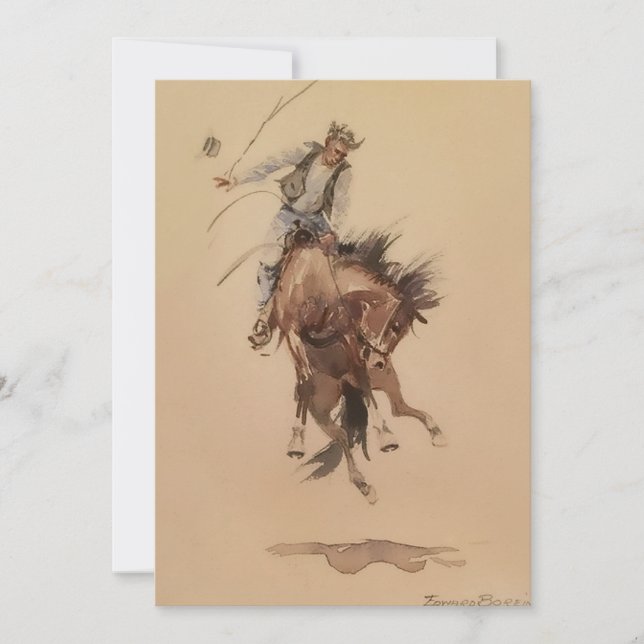 Invitation Fouetter à la main un Bronc par Edward Borein (Devant)