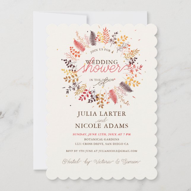 Invitation Fougère de champignon de fleur sauvage Mariage Dou (Devant)