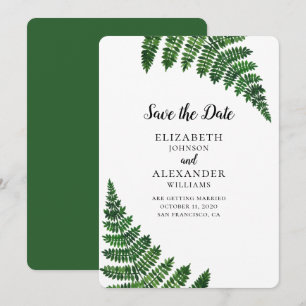 Invitation Fougère verte. Épingle moderne de botanique forest