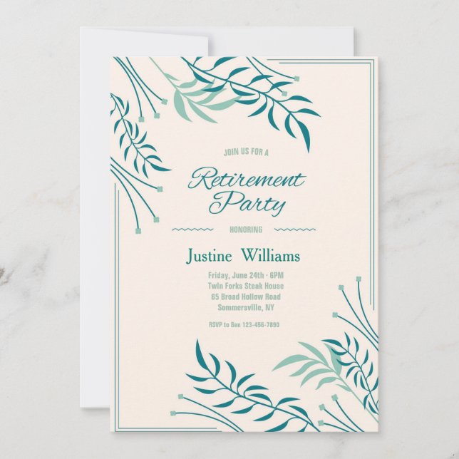 Invitation Fougères pour fête de retraite (Devant)