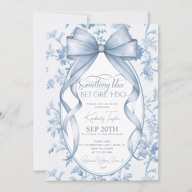 Invitation Foulard Bleu Poussiéreux Toile Quelque Chose De Bl (Devant)