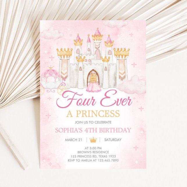 Invitation Four Ever a Princess Birthday Party (Four Ever a Princess Birthday Party Invitation)