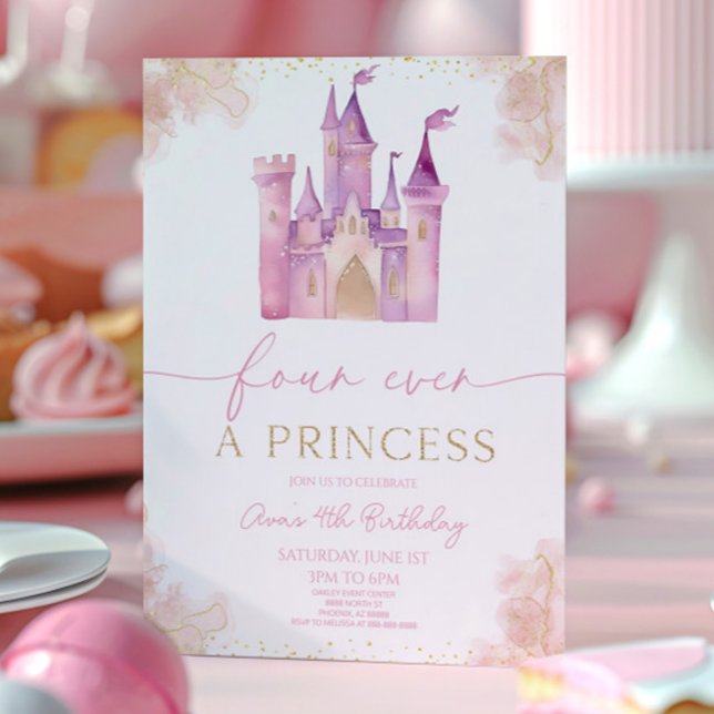 Invitation Four Ever A Princess Castle 4e fête d'anniversaire (Créateur téléchargé)