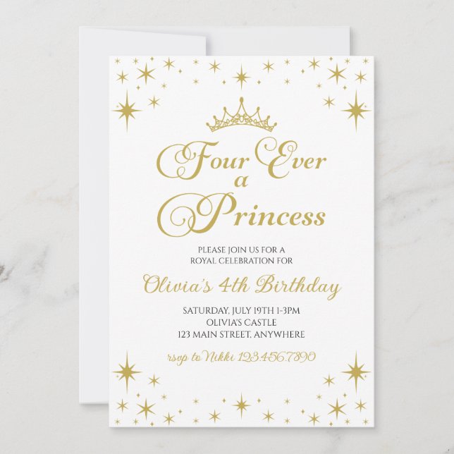 Invitation Four Ever a Princess Royal 4e anniversaire (Devant)