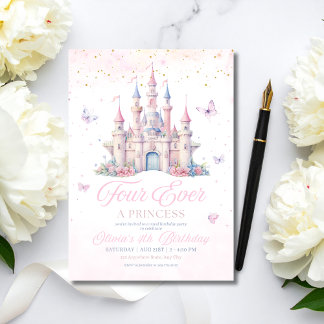 Invitation Four Ever Princess Birthday Fairytale Castle Girls