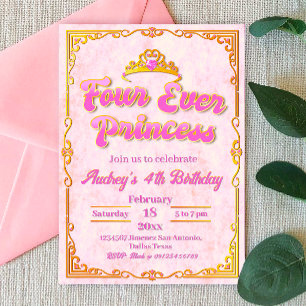 Invitation Four Ever Princess - Fille 4e anniversaire