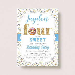 Invitation FOUR ever Sweet Donut Boys 4e anniversaire Invitat