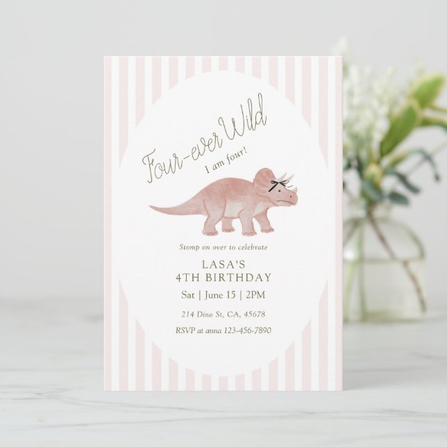 Invitation Four-ever Wild Dinosaur Birthday (Debout devant)